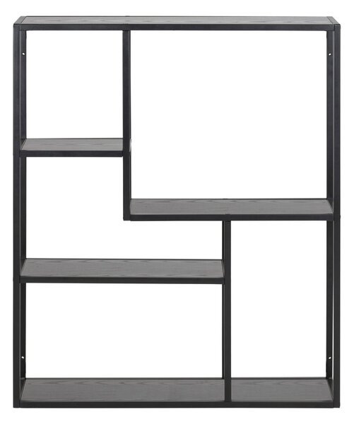 Czarny regał ścienny w dekorze jesionu 75x91 cm Seaford – Actona