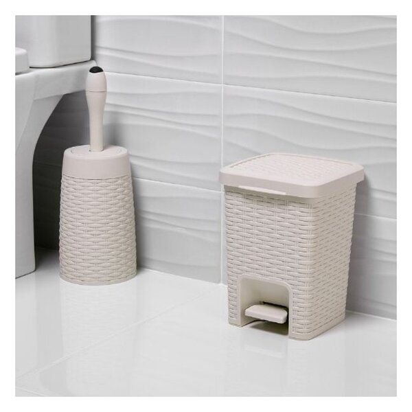Kremowy kosz łazienkowy z pedałem Addis Rattan Pedal Bin Calico, 6 l