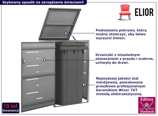 Stalowa osłona na śmietnik ogrodowy antracyt - Zinero