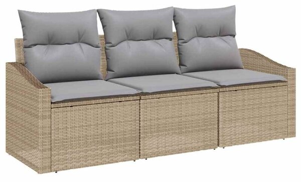 Zestaw Mebli Ogrodowych Komplet Wypoczynkowy Z Poduszkami 3-Częściowy Beżowy Rattan Na Taras Balkon Ogród