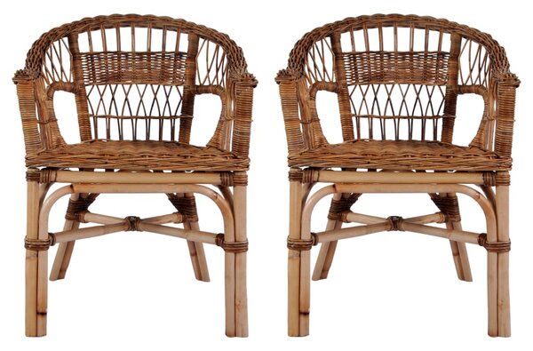 Krzesła ogrodowe, 2 szt., naturalny rattan, brązowe