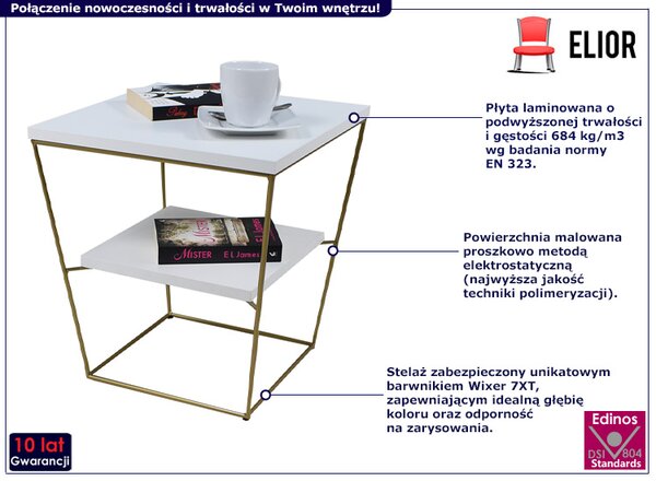 Dwupoziomowy stolik kawowy z białym blatem M2-G52