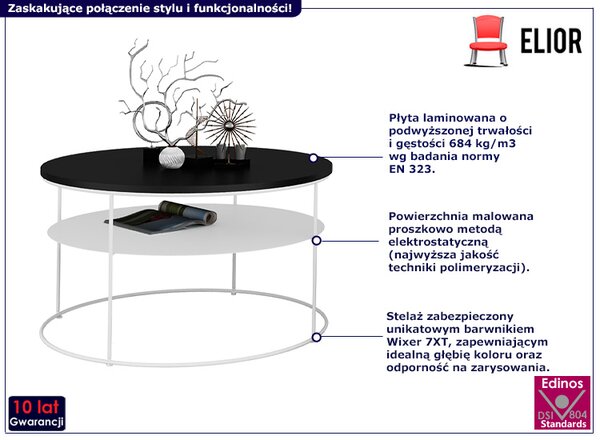 Nowoczesny stolik kawowy z czarnym blatem H6-A00