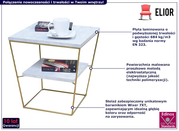 Kwadratowy stolik kawowy beton A8-M88