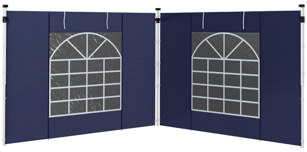 Outsunny 2 boczne panele ścienne do altany 3x3/3x6 m z oknem i drzwiami, kolor niebieski
