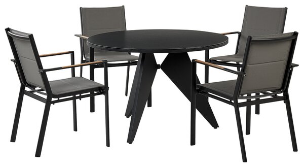 Zestaw mebli ogrodowych czarny szary stół krzesła aluminium Olmetto/Busetto Beliani
