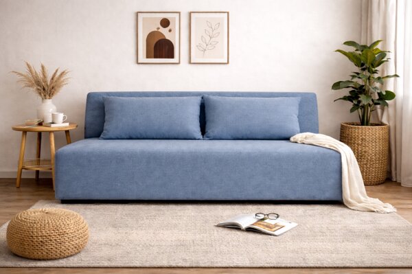 Sofa OKEYA 160 bez boków z funkcją spania, granatowa