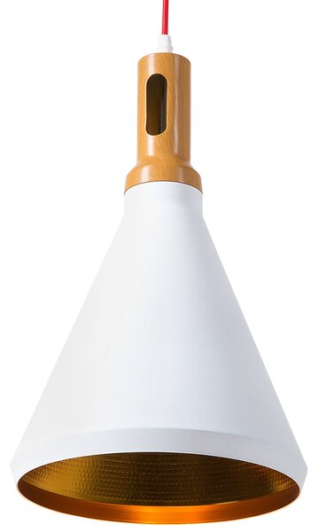 Nowoczesna sufitowa lampa wisząca metalowa biało-złota industrialna Mackenzie Beliani