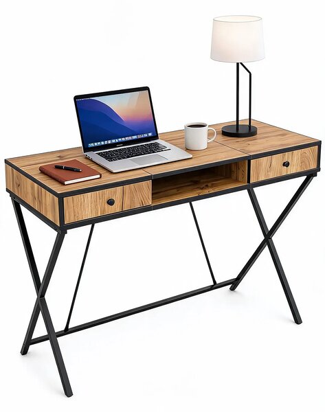 Loftowe biurko na metalowej podstawie 120 cm dąb craft - Arvello