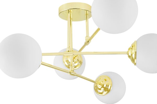 LAMPA WISZĄCA SUFITOWA ŻYRANDOL NOWOCZESNA ZŁOTO KLASYCZNE BIAŁE KULE FINO 6 LED