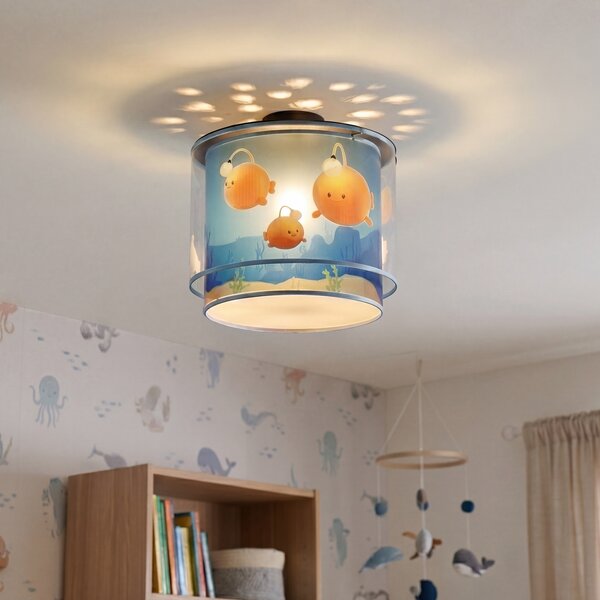Dziecięca lampa sufitowa niebieska z Bulby - Harrie meets Bulby