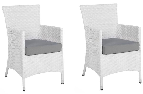 Zestaw 2 nowoczesnych krzeseł ogrodowych z rattanu biały Italy Beliani