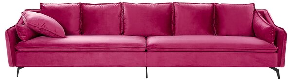 Nowoczesna glamour sofa czteroosobowa welurowa różowa Aure Beliani