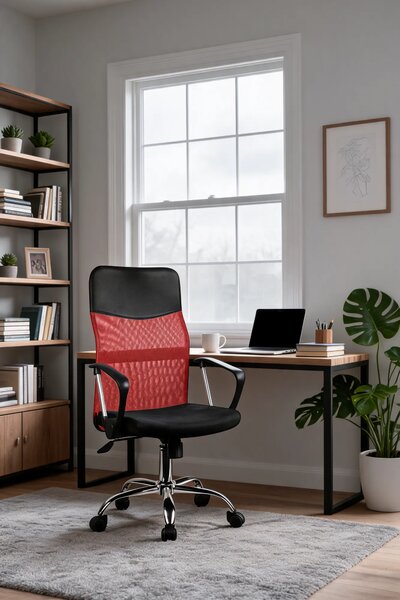 Czerwony ergonomiczny fotel obrotowy B9-L98