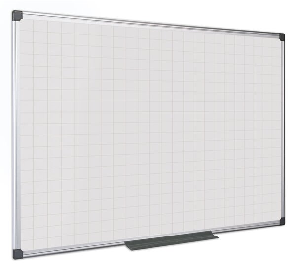 Biała tablica magnetyczna z nadrukiem, kwadraty/siatka, 1200 x 900 mm