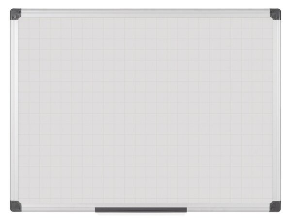 Biała tablica magnetyczna z nadrukiem, kwadraty/siatka, 1200 x 900 mm