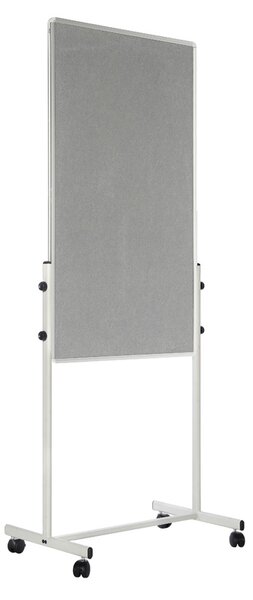 Mobilna tablica suchościeralna, biała magnetyczna/szara tkanina, 700 x 1200 mm