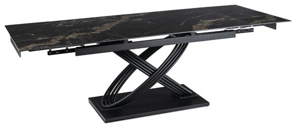 Stół Rozkładany Prostokątny IBIZA 160-240 cm Ceramiczny Czarny Marmur do Jadalni Nowoczesny Loft