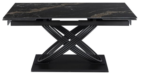 Stół Rozkładany Prostokątny IBIZA 160-240 cm Ceramiczny Czarny Marmur do Jadalni Nowoczesny Loft