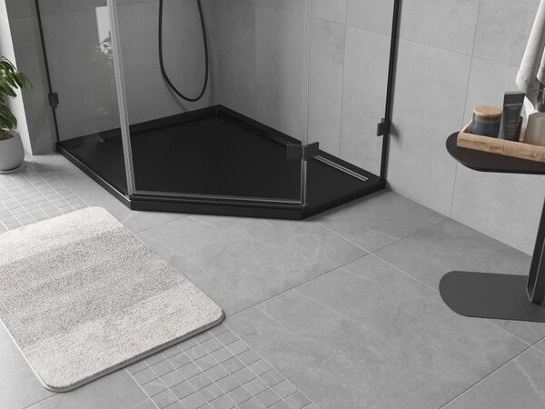 Mexen Flow brodzik pięciokątny slim lewy 100 x 80 cm, czarny mat - 46P708010L