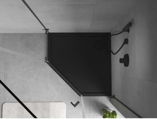 Mexen Flow brodzik pięciokątny slim 90 x 90 cm, czarny mat - 46P709090