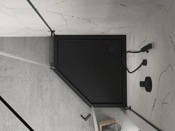 Mexen Flow+ brodzik pięciokątny 80 x 80 cm, czarny mat - 46P708080H