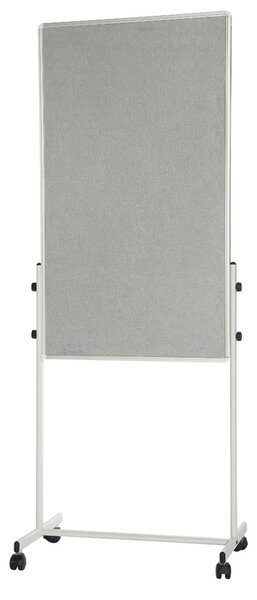 Mobilna tablica suchościeralna, biała magnetyczna/szara tkanina, 700 x 1200 mm