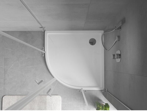 Mexen Flow brodzik półokrągły slim 80 x 80 cm, biały połysk - 46Q108080