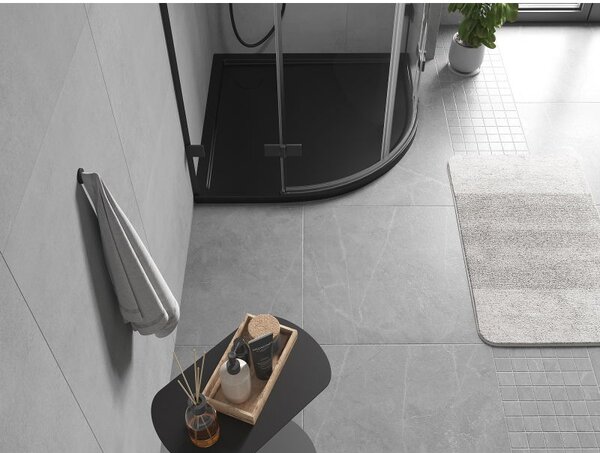Mexen Flow brodzik półokrągły slim 80 x 80 cm, czarny mat - 46Q708080