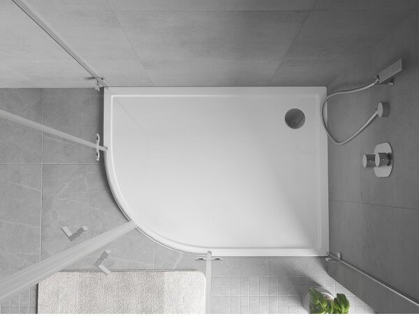Mexen Flow brodzik półokrągły asymetryczny slim prawy 100 x 80 cm, biały połysk - 46Q108010R