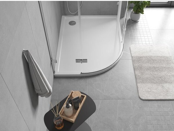 Mexen Flow brodzik półokrągły asymetryczny slim prawy 100 x 80 cm, biały połysk - 46Q108010R
