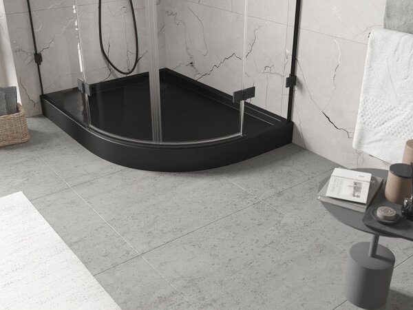 Mexen Flow+ brodzik półokrągły asymetryczny lewy 100 x 80 cm, czarny mat - 46Q708010LH