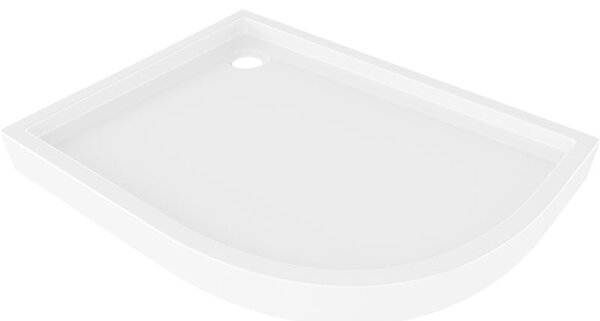 Mexen Flow+ brodzik półokrągły asymetryczny lewy 90 x 80 cm, biały połysk - 46Q108090LH