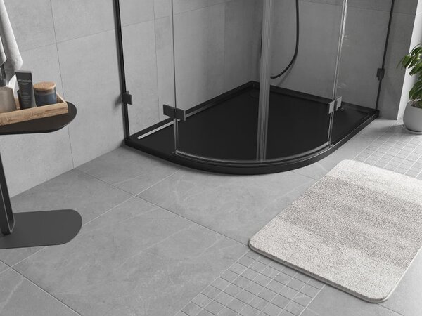 Mexen Flow brodzik półokrągły asymetryczny slim prawy 100 x 90 cm, czarny mat - 46Q709010R