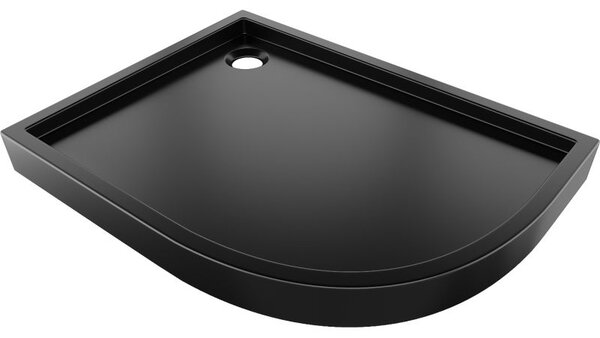 Mexen Flow+ brodzik półokrągły asymetryczny lewy 100 x 80 cm, czarny mat - 46Q708010LH