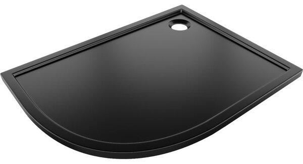 Mexen Flow brodzik półokrągły asymetryczny slim prawy 100 x 90 cm, czarny mat - 46Q709010R
