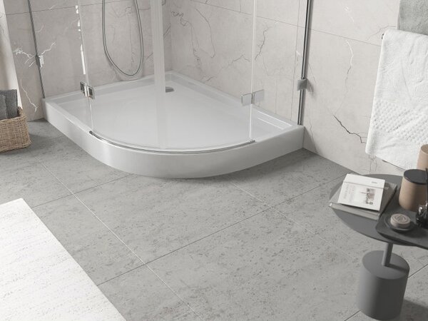 Mexen Flow+ brodzik półokrągły asymetryczny lewy 90 x 80 cm, biały połysk - 46Q108090LH