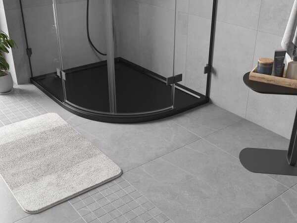 Mexen Flow brodzik półokrągły asymetryczny slim lewy 90 x 80 cm, czarny mat - 46Q708090L