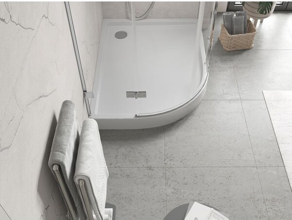 Mexen Flow+ brodzik półokrągły asymetryczny prawy 100 x 90 cm, biały połysk - 46Q109010RH