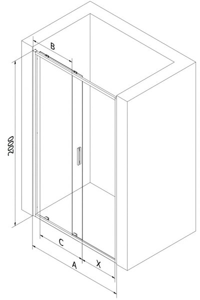 Mexen Exo drzwi prysznicowe rozsuwane 130 cm, transparent, czarne - 8151-130-000-70-00