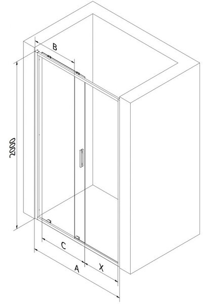 Mexen Exo drzwi prysznicowe rozsuwane 105 cm, transparent, czarne - 8151-105-000-70-00