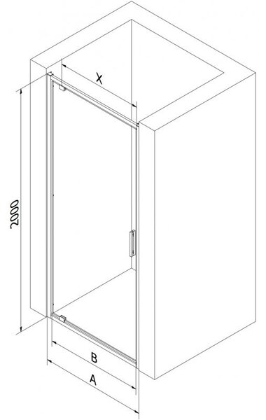 Mexen Exo drzwi prysznicowe uchylne 60 cm, transparent, czarne - 8181-060-000-70-00