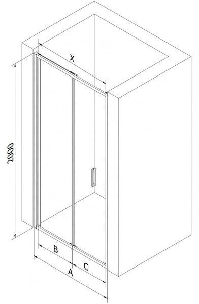 Mexen Exo drzwi prysznicowe składane 65 cm, transparent, czarne - 816-065-000-70-00