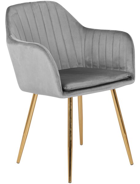Krzesło tapicerowane 8174-3 / Welur popiel, nogi złote