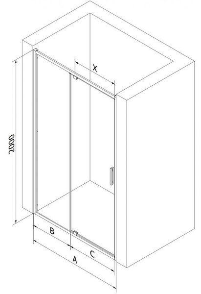Mexen Exo drzwi prysznicowe uchylne 100 cm, transparent, czarne - 819-100-000-70-00