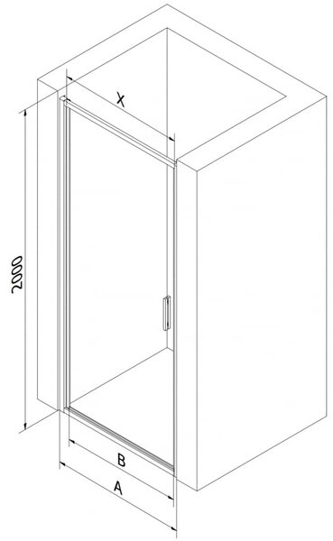 Mexen Exo drzwi prysznicowe uchylne 75 cm, transparent, czarne - 817-075-000-70-00
