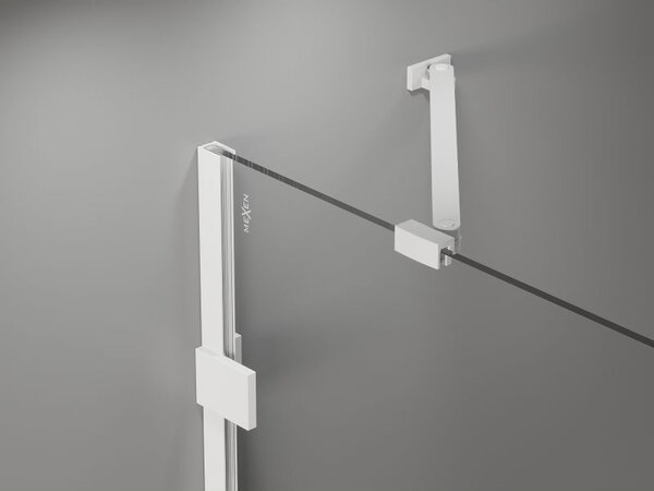 Mexen Lunar drzwi prysznicowe uchylne lewe 90 cm, transparent, białe - 834-090-000-20-00-L