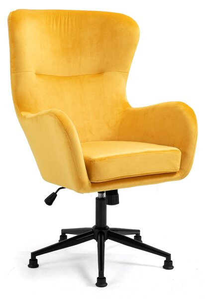 Fotel obrotowy welurowy YC-9118 Żółty