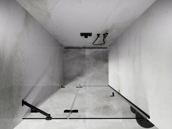 Mexen Lunar drzwi prysznicowe uchylne lewe 85 cm, transparent, czarne - 834-085-000-70-00-L