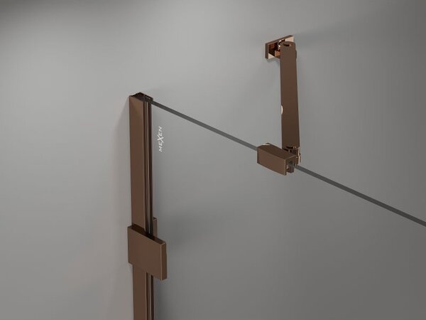 Mexen Lunar drzwi prysznicowe uchylne lewe 125 cm, transparent, różowe złoto - 834-125-000-60-00-L